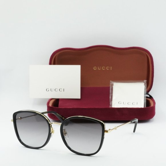 Gucci GG0606SK 001 Square Sunglasses - Black/Gold/Grey - Picture 2 of 10